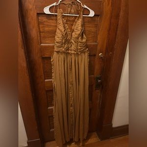 ASOS Tan/Brown boho frill maxi dress